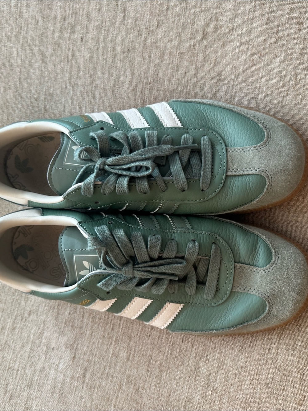 Adidas Retro Green and White Leather Sneakers